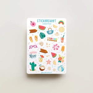 Sticker Sheet - Summertime (CLEARANCE) | journal stickers, calendar, planner stickers, seasonal stickers, summer stickers, cute stickers