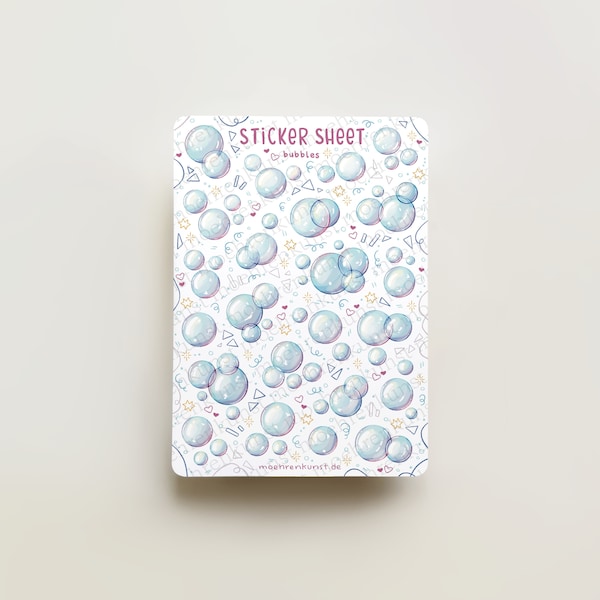 Sticker Sheet - Bubbles | journal stickers, planner stickers, scrapbook stickers, pastel art, illustration, funny stickers, kids stickers