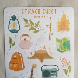 Camping Bullet Journal Stickers. 
Decorative stickers, made for Bullet Journals, Planners, and Scrapbooks of all sizes