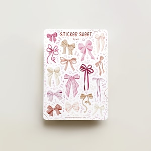 Stickervel - strikken roze | dagboekstickers, kalender, lintkunst, plannerstickers, girly plakboekstickers, gezellige kunst, illustratie, roze