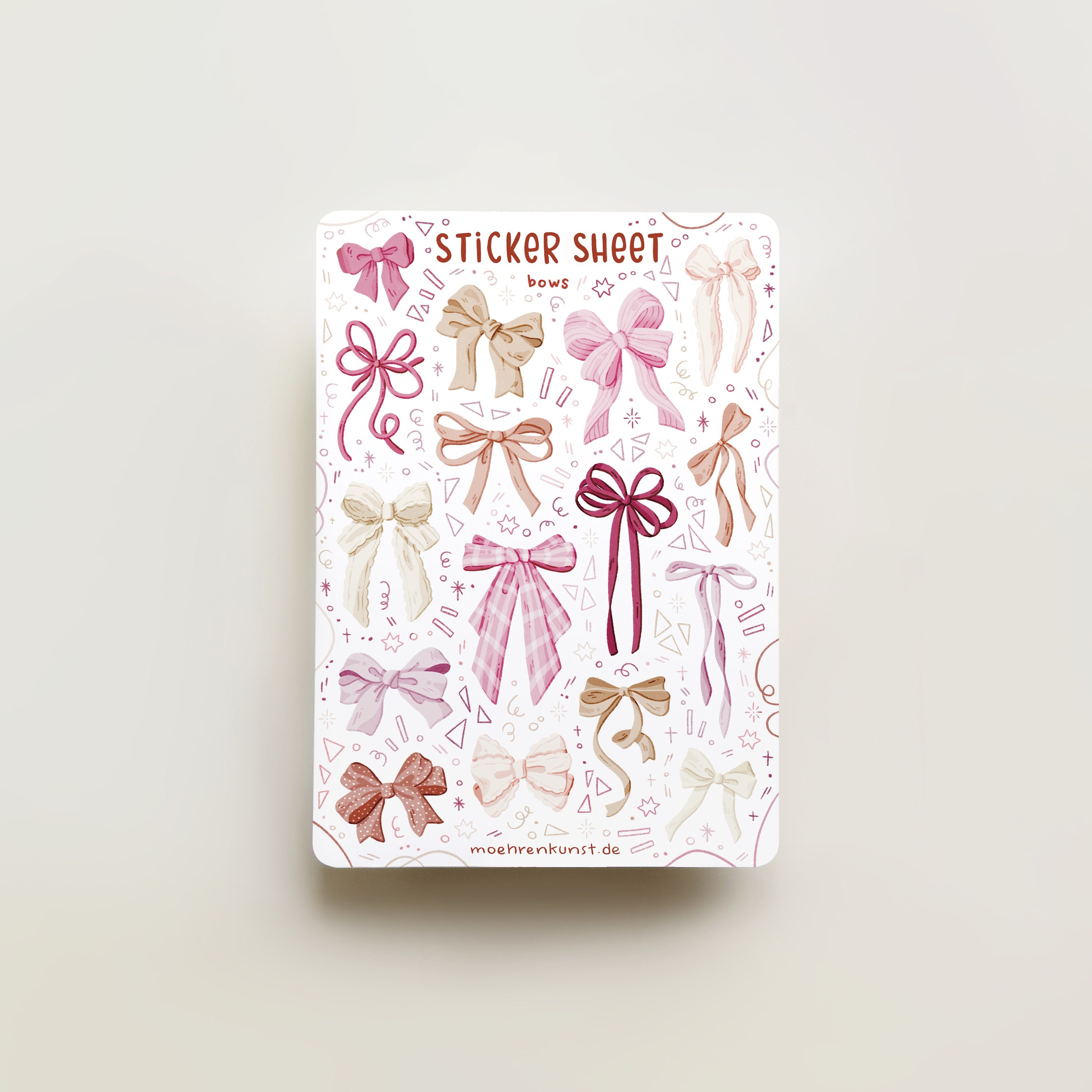 Paper Bow Sticker Sticker Sheet - Bows Pink | Journal Stickers, Calendar, Ribbon Art ...