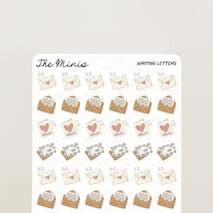 The Minis - Scrittura di lettere / diario, calendario, adesivi per pianificatore, adesivi per album, illustrazione, produttività, piccoli adesivi, amico di penna