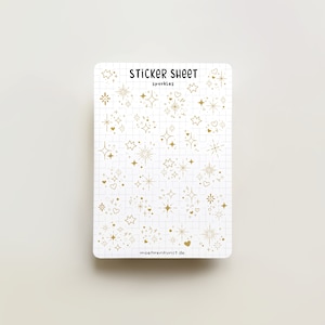 Sticker Sheet - Sparkles Gold | journal stickers, calendar, planner stickers, scrapbook sticker, cozy art, illustration, sparkle, decoration