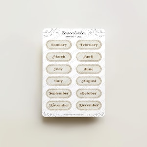 Essentials - Mois en dentelle | autocollants de journal, calendrier, autocollants d'agenda, autocollants de scrapbooking, productivité, notions de base sur la tenue d'un journal, essentiels