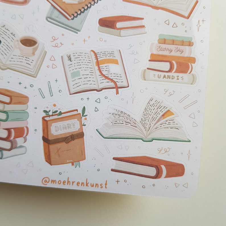 Book Bullet Journal Stickers. 
Decorative stickers, made for Bullet Journals, Planners, and Scrapbooks of all sizes