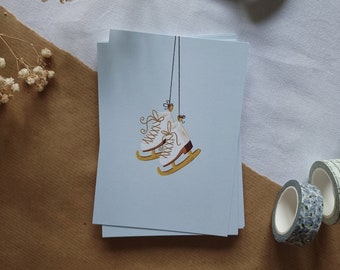 Postcard - Ice Skates | A6 Postcard, Greeting Card, Winter, Cute Postcard, Thank you Card, Penpal, Christmas, Gift, Cute Snowman