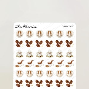 The Minis - Coffee Date / diario, calendario, adesivi per planner, adesivi per album, illustrazioni, produttività, piccoli adesivi, cose da fare, faccende domestiche