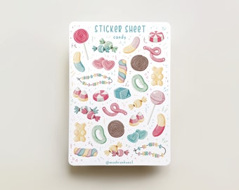 Sticker Sheet - Candy (CLEARANCE) | journal stickers, calendar, planner stickers, sweets stickers, pastel art, illustration