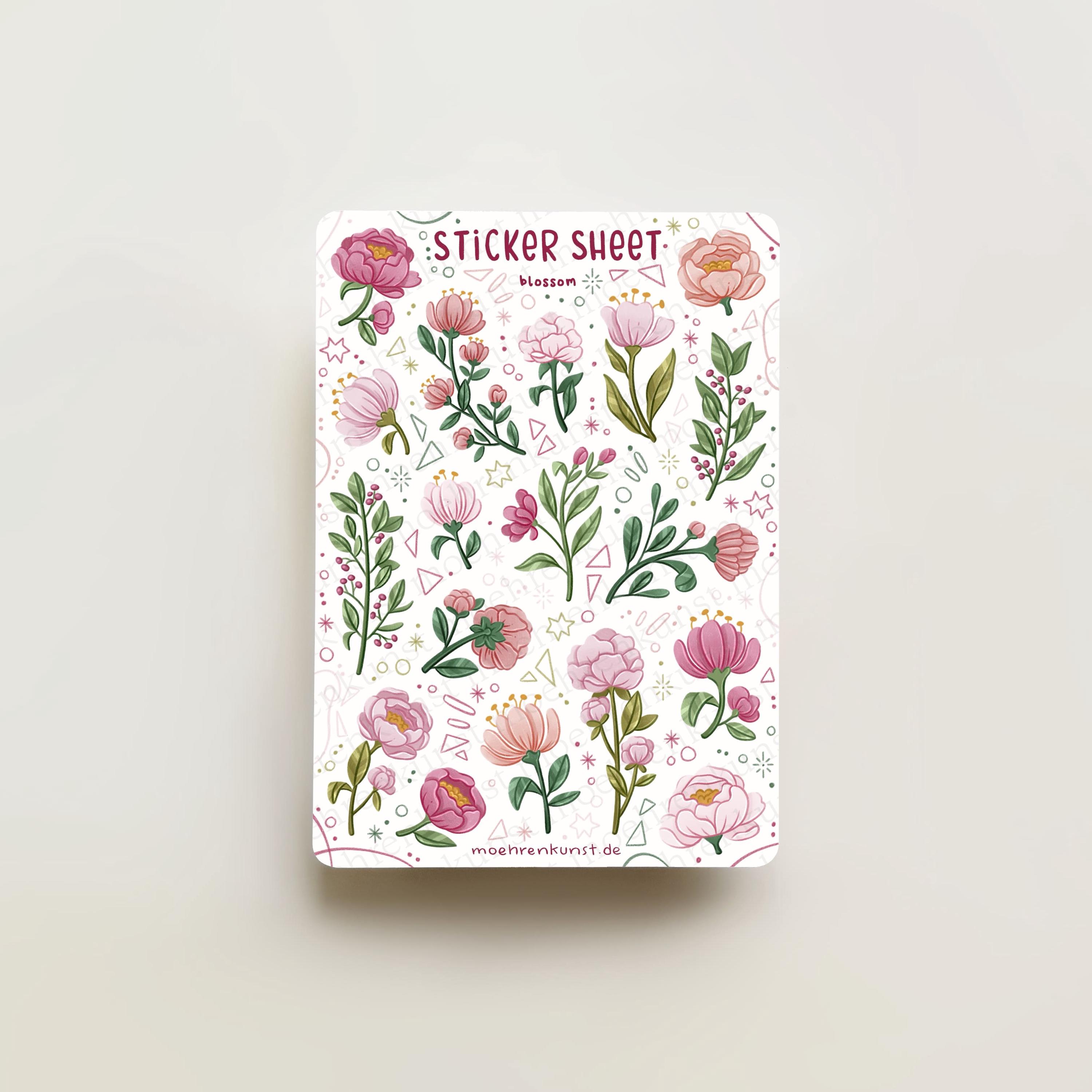Sticker Sheet - Blossom Pink | Size A6, Journal, Calendar, Planner ...