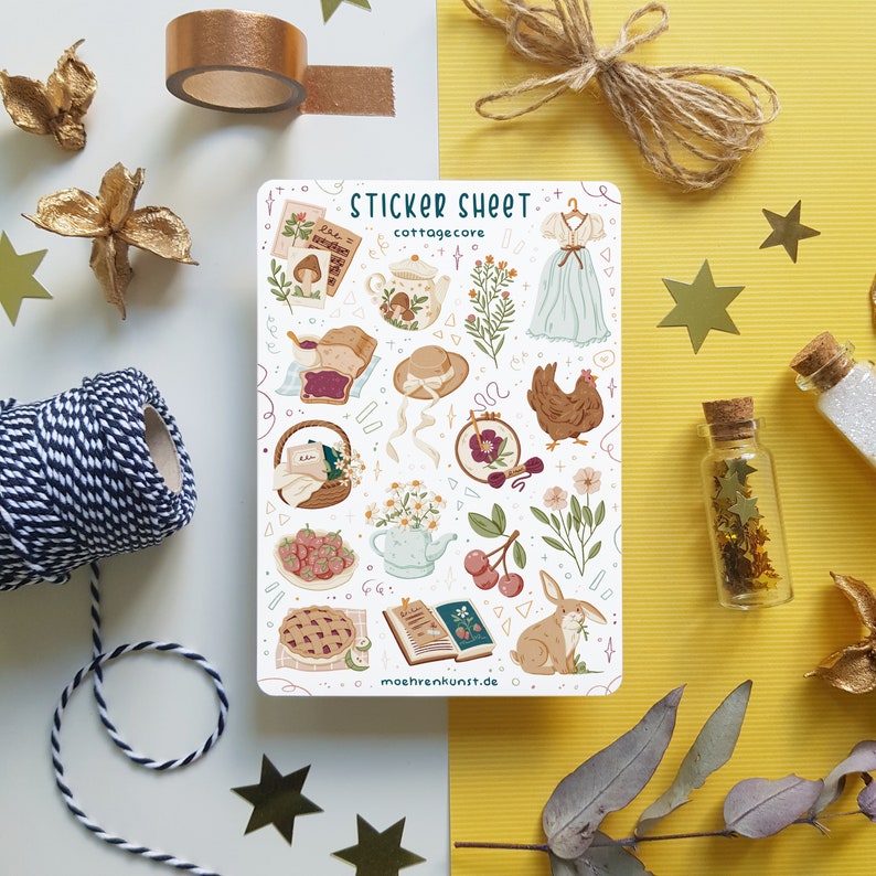 Sticker Sheet Cottagecore Bullet Journal Stickers Planner Etsy