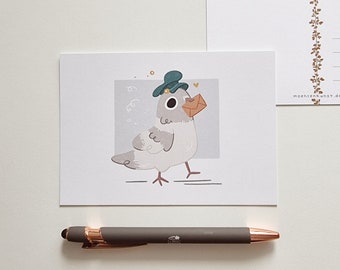 Postcard - Pigeon | A6 Postcard, Greeting Card, Matte Postcard, Cute Postcard, Thank you Card, Penpal, Gift for her, Gift, Stationery, Card