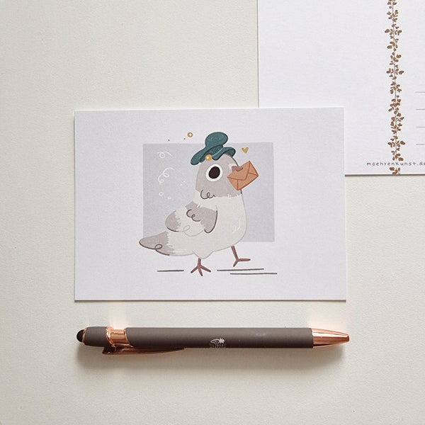 Postcard - Pigeon | A6 Postcard, Greeting Card, Matte Postcard, Cute Postcard, Thank you Card, Penpal, Gift for her, Gift, Stationery, Card