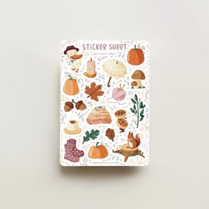 Feuille d'autocollants - Jours d'automne | autocollants de journal, calendrier, autocollants d'agenda, autocollants de scrapbooking, autocollants d'automne, illustration cosy, automne