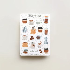 Sticker Sheet - Coffee Break | journal stickers, calendar, planner stickers, coffee stickers, caffeine, latte, barista stickers, food