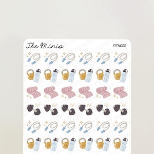 The Minis - Fitness | journal, calendar, planner stickers, scrapbook stickers, illustration, productivity, tiny stickers, to-do's, chores