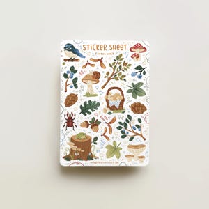Sticker Sheet - Forest Walk | journal stickers, calendar, planner stickers, scrapbook stickers, cozy art, illustration, autumn, cozy, animal