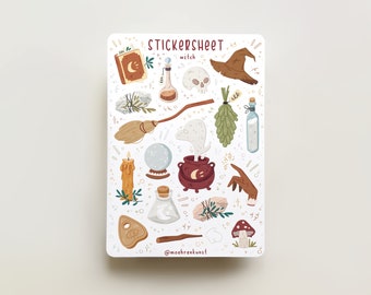 Sticker Sheet - Witch | journal stickers, calendar, planner stickers, scrapbook stickers, fall stickers, witchy stickers, autumn stickers