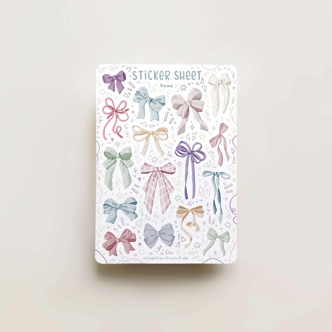 Paper Bow Sticker Sticker Sheet - Bows Pastel | Journal Stickers, Calendar, Planner ...