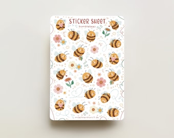 Sticker Sheet - Bumblebees | journal stickers, calendar, planner stickers, scrapbook stickers, spring stickers, cozy art, bee stickers