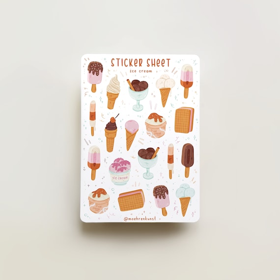 Scrapbook Diary stickersticks Ice Cream Die Cut Bundle for Bullet Journal