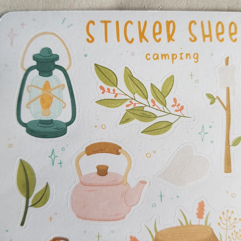 Camping Bullet Journal Stickers. 
Decorative stickers, made for Bullet Journals, Planners, and Scrapbooks of all sizes