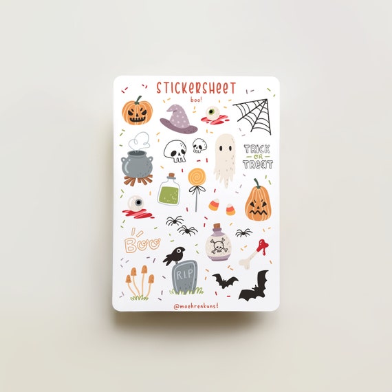 Sticker Sheet - Boo! |  Bullet Journal Stickers, Planner Stickers, Scrapbook Stickers, Fall Stickers, Halloween Stickers, Seasonal Stickers