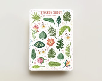 Sticker Sheet - Island Flora | journal stickers, calendar, planner stickers, seasonal stickers, floral, colorful stickers, tropical flowers
