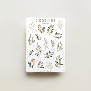 Stickervel - Takken | dagboekstickers, kalender, plannerstickers, seizoensstickers, bloemenstickers, bloemen, groen