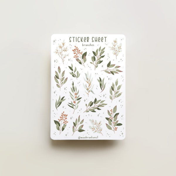 Sticker Sheet - Branches | journal stickers, calendar, planner stickers, seasonal stickers, floral stickers, flowers, greenery, foliage