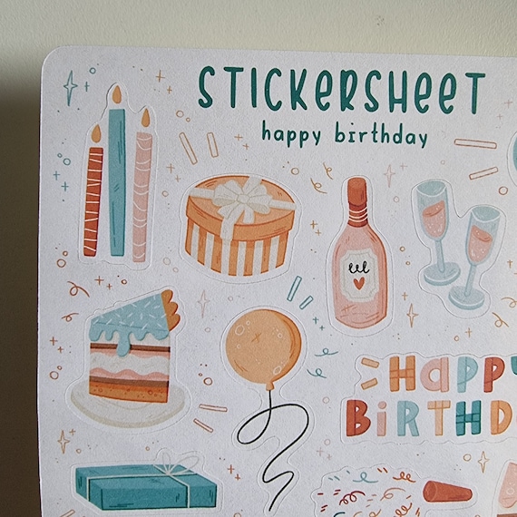 Sticker Sheet Happy Birthday Bullet Journal Sticker Etsy Uk
