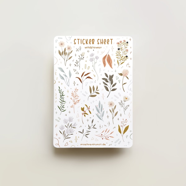 Sticker Sheet - Wildflower | journal stickers, calendar, planner stickers, seasonal stickers, floral stickers, pastel stickers, flowers