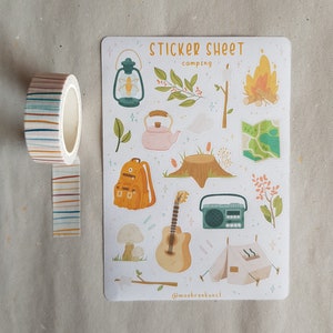 Camping Bullet Journal Stickers. 
Decorative stickers, made for Bullet Journals, Planners, and Scrapbooks of all sizes