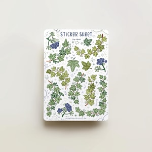 May include: A sticker sheet with illustrations of ivy vines, featuring green leaves and purple berry clusters. The text "STICKER SHEET" is at the top, with "Ivy vines" below it. The website "moehrenkunst.de" is at the bottom.