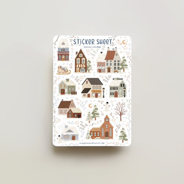 Sticker Sheet - Snowy Village | journaling stickers for your planner