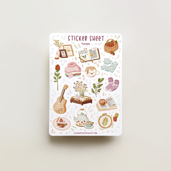 Sticker Sheet - Hygge | journal stickers, calendar, planner stickers, scrapbook stickers, fall stickers, cozy illustration, autumn, hygge