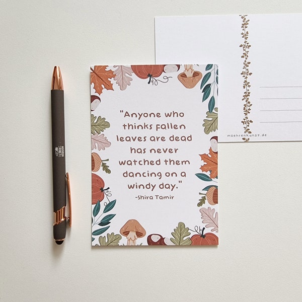 Postcard - Fallen Leaves | A6 Postcard, Greeting Card, Matte Postcard, Quote Postcard, Autumn Postcard, Seasonal Postcard, Penpal, Gift