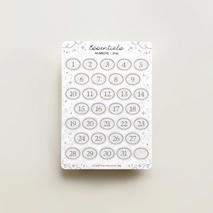 Essentiels - Chiffres ovales | autocollants de journal, calendrier, autocollants pour agenda, scrapbooking, productivité, basiques, autocollants chiffres, élégant