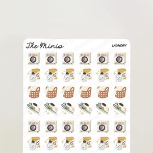I Minis - Adesivi per lavanderia/diario, calendario, planner, scrapbooking, illustrazioni, produttività, piccoli adesivi, cose da fare, faccende
