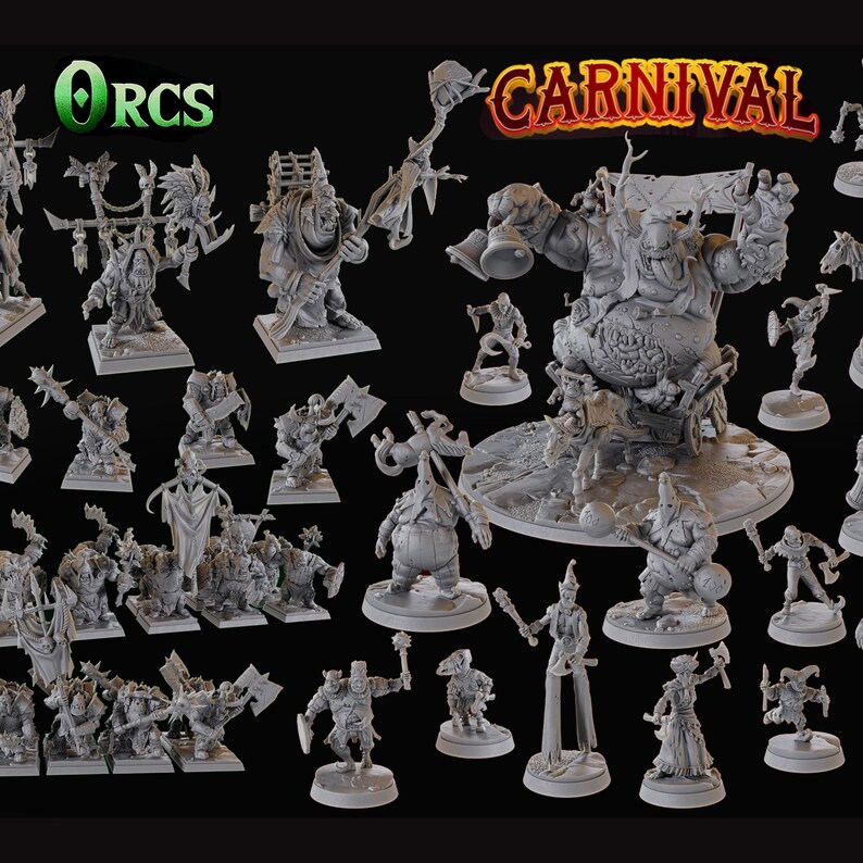 Dnd Miniatures Orcs and Carnival Dnd Miniatures STL Dnd 3D Printable
