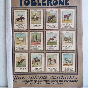 Antike Toblerone Handelskarten 1920er Jahre Seltene Schweizer Schokoladen Eintagsfliegen – Seltene Toblerone Sammelwerbekarten