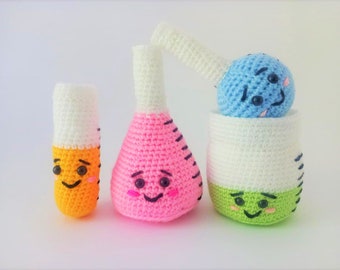 Chemistry Set Handmade Crochet. Gift Plush Toys. Science Educational Playset. Medical plushie. Test Tubes. Flasks. Beakers. A Christmas gift