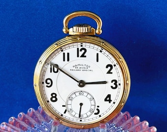 Hamilton 950B Railroad Pocket Watch: 23 Jewel, 10K Gold-Filled, c1950