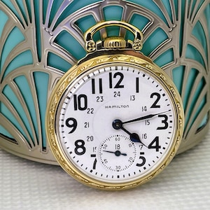 1947 Hamilton 992B RR Pocket Watch 24hr.Dial 16s 21j 10K GF Case SERVICED!