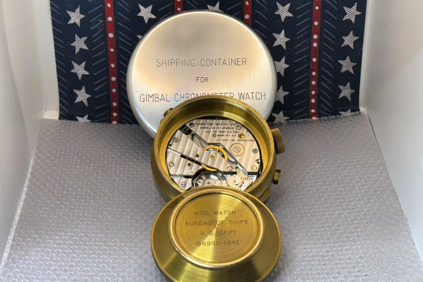 Excellent WWII Hamilton Chronometer U.S. NAVY BU. Ships