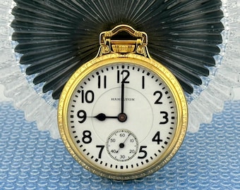 1927 Hamilton 992 Railroad Pocket Watch – 16S, 21j – BOC Display Case