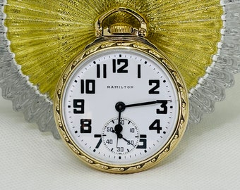 Hamilton 992B Railroad Grade Pocket Watch 21j. 16s. 10K. G. F. Case c1946