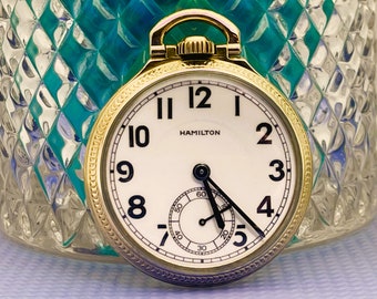1953 Hamilton 992B Railroad Pocket Watch 21j 16s Housed In 10K - Foto 8