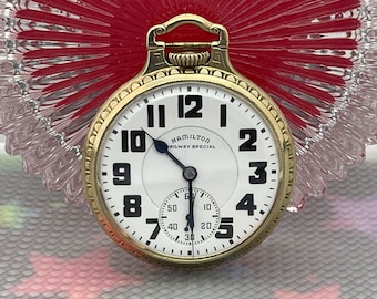 Hamilton 992B Railway Special Pocket Watch Boxcar dial BOC SERVICED! c1940