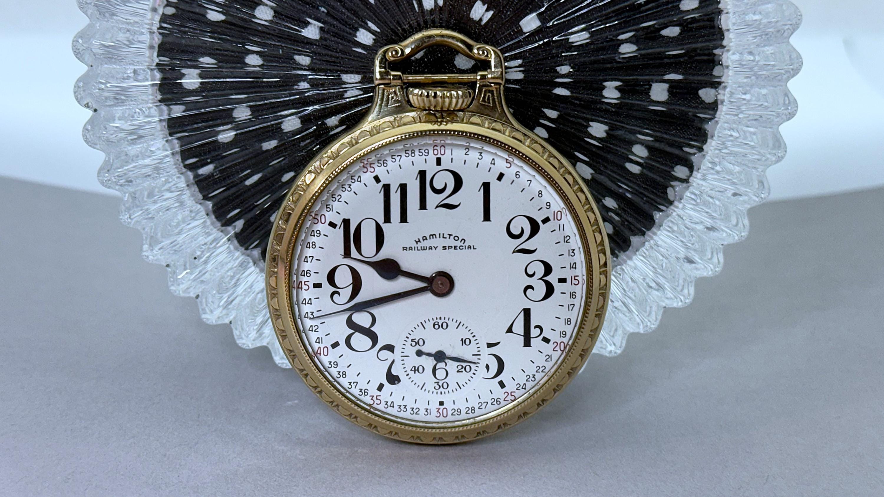 Montre De Poche Hamilton Railway Special 10 Carats Remplie Or - 21 Bijoux, Mouvement Mécanique, Vintage En état D'usage