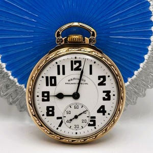 Nice Hamilton 992B WWII Railroad Pocket Watch 16 Size, 21Jewel, 10K Hamilton Gold Filled Case SERVICED! c1941